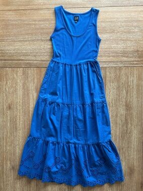 GAP Women’s Blue Tiered Eyelet Hem Dress